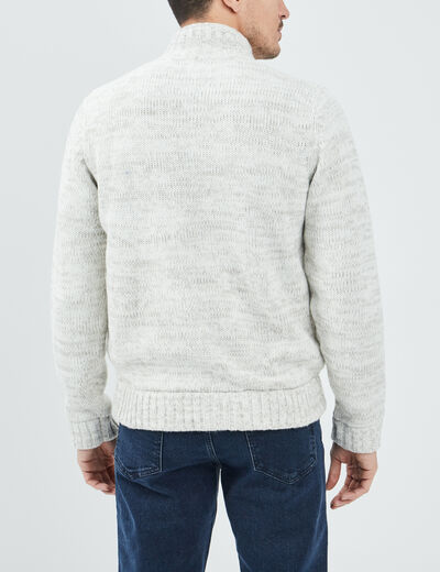 Gilet zippé avec torsades ivoire homme