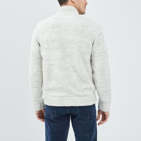 Gilet zippé avec torsades ivoire homme