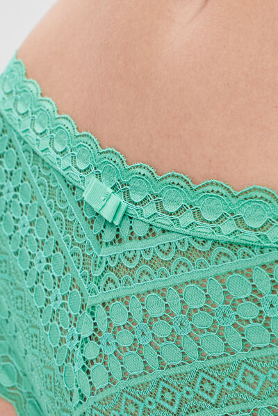 Shorty en dentelle vert femme