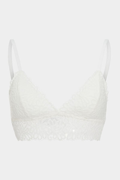 Soutien-gorge triangle avec dentelle blanc femme