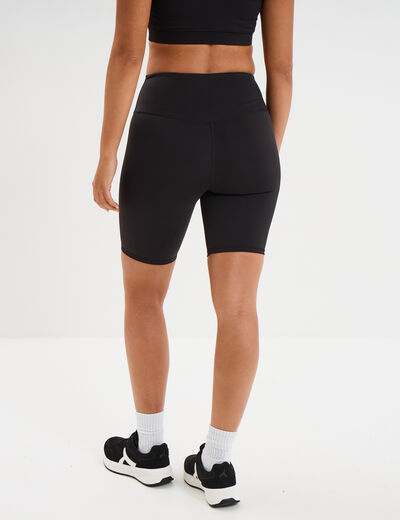 Short cycliste de sport taille haute noir femme