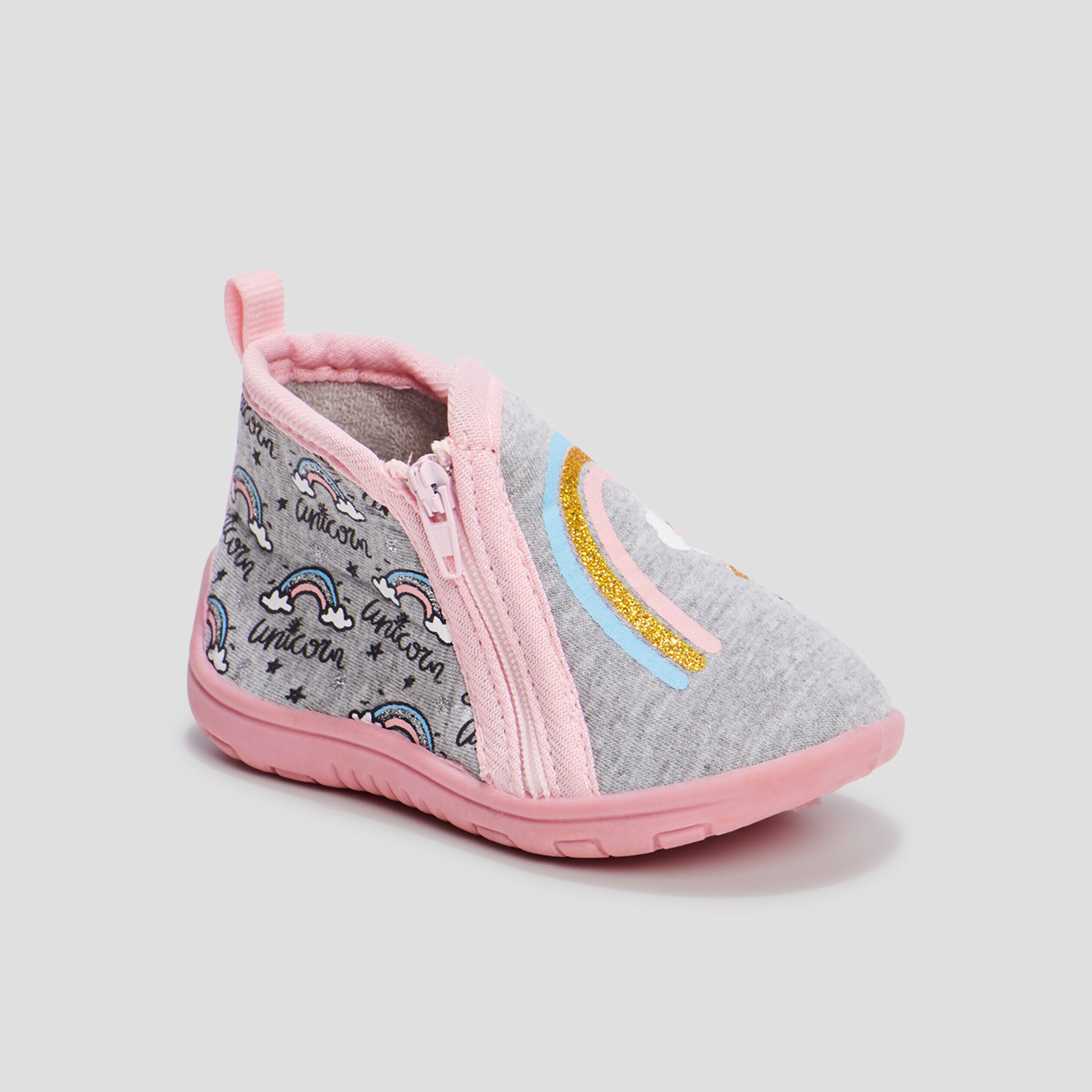 Chaussons bottillons gris bébé fille LH