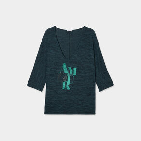 pull manches 34 chauve souris col v bleu canard femmegt Pull manches 3/4 chauve-souris col V bleu canard femme grande taille