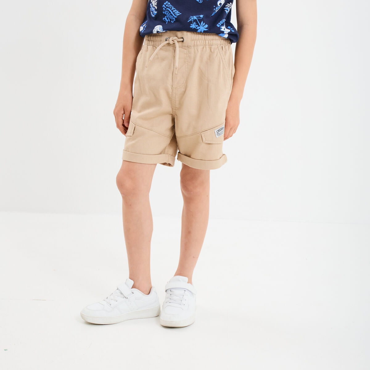 Short cargo regular coton sable garçon