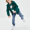 Sweat zipp&eacute; &agrave; capuche fourr&eacute; vert fonc&eacute; gar&ccedil;on