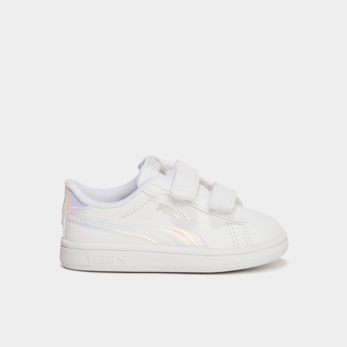 Tennis basses à scratchs Puma Smash blanc bébé fille
