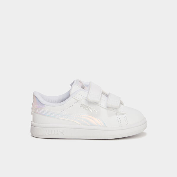 Tennis basses à scratchs Puma Smash blanc bébé fille