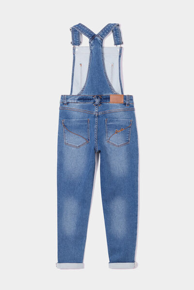 Salopette pantalon en jean Creeks denim stone fille