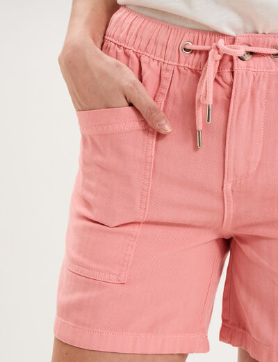 Short mom taille &eacute;lastiqu&eacute;e rose femme