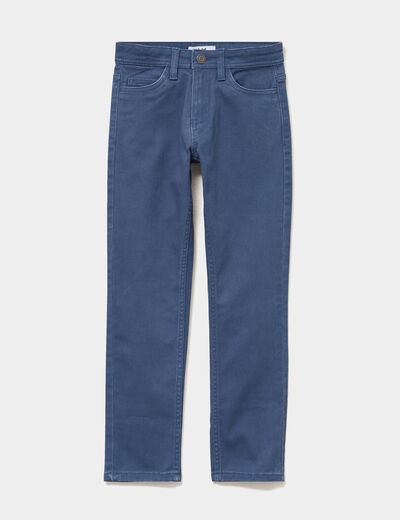 Pantalon slim coton majoritaire bleu fonc&eacute; gar&ccedil;on