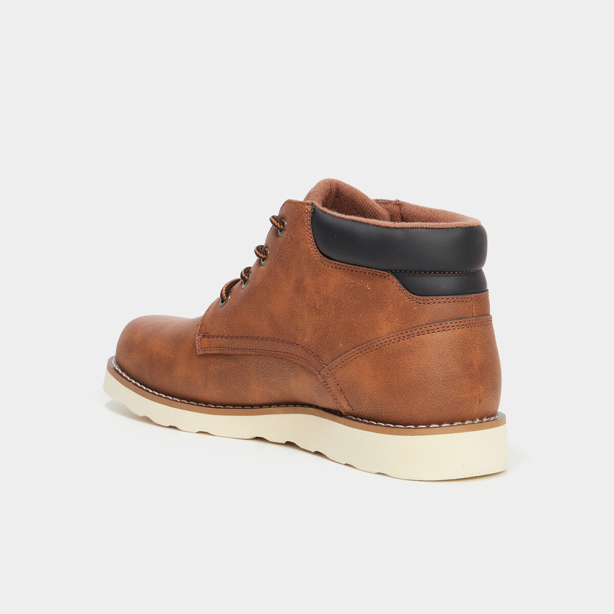 Bottines &agrave; lacets effet similicuir marron homme