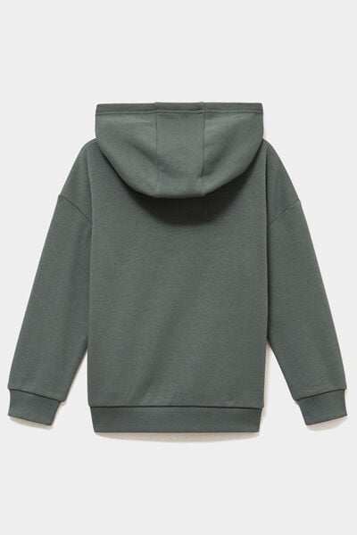Sweat hoodie doubl&eacute; &agrave; capuche oversize vert kaki gar&ccedil;on