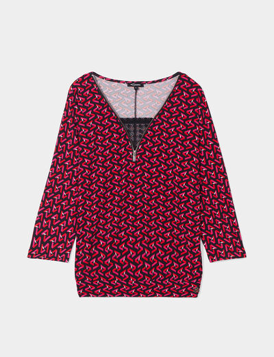 T-shirt manches 3/4 noir femme