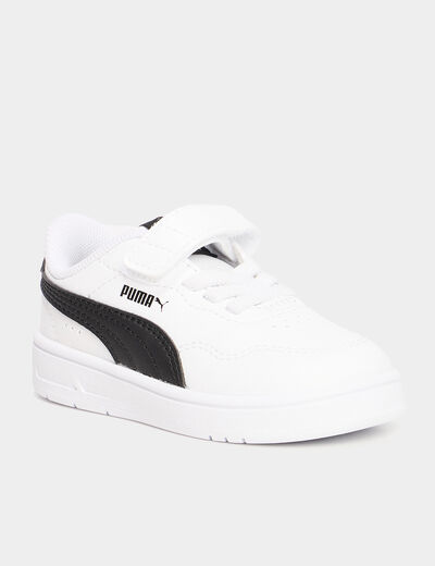Tennis basses à scratchs Puma blanc bébé fille