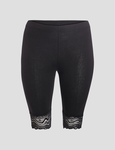 Short legging cycliste &agrave; dentelle noir femme grande taille