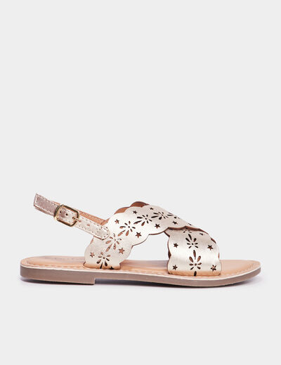 Sandales perforations en cuir Creeks jaune or fille