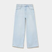 Jean large taille ajustable coton denim bleach fille