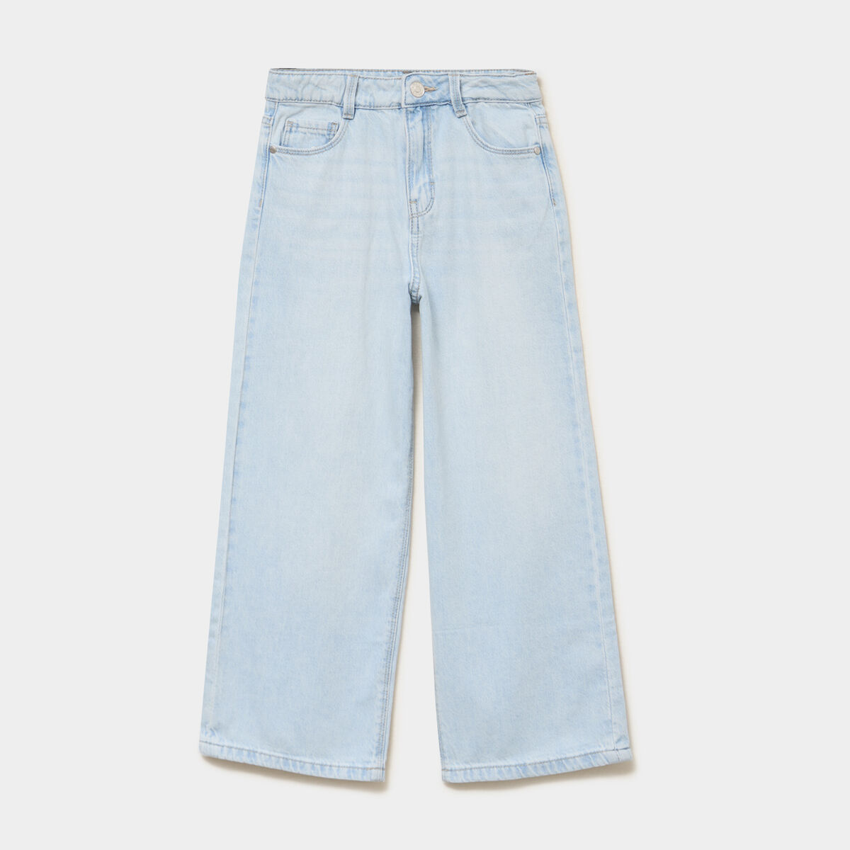 Jean large taille ajustable coton denim bleach fille
