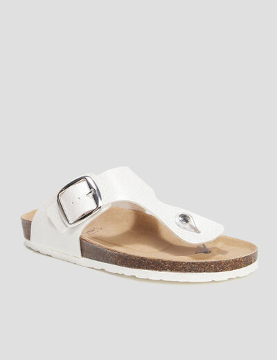 Mules plates entredoigts blanc femme