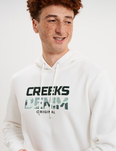 Sweat hoodie molleton Creeks blanc homme