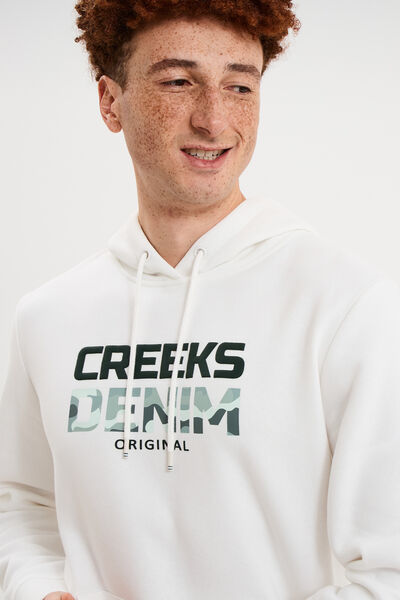 Sweat hoodie molleton Creeks blanc homme