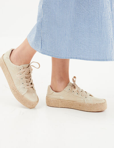 Tennis en toile à lacets sable femme