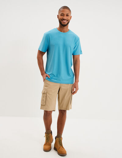 Bermuda short cargo poches &agrave; rabat coton beige homme