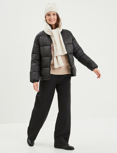 Doudoune col montant zippée noir femme