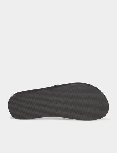 Tongs compensées détails bijoux noir femme