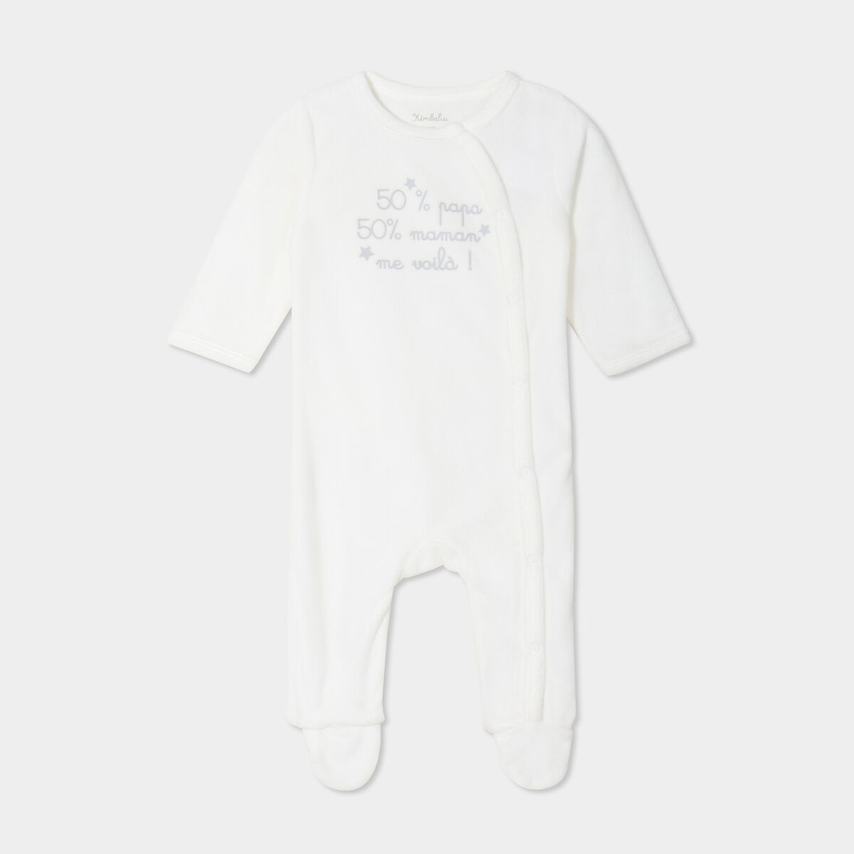 Dors-bien manches longues effet velours blanc bébé garçon