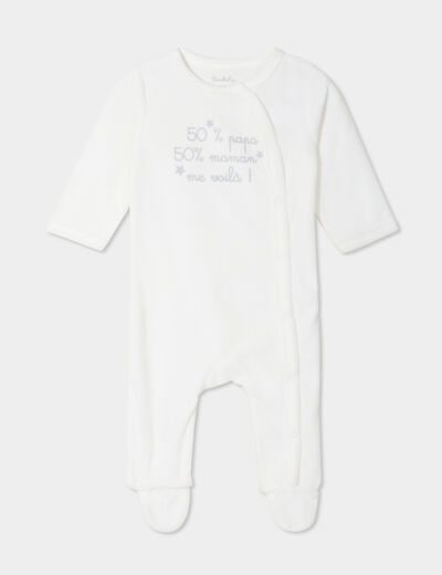 Dors-bien manches longues effet velours blanc bébé garçon