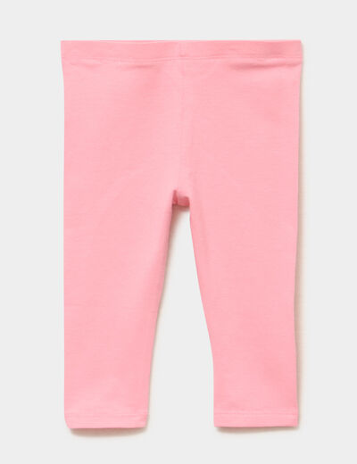 Legging uni en coton rose b&eacute;b&eacute; fille