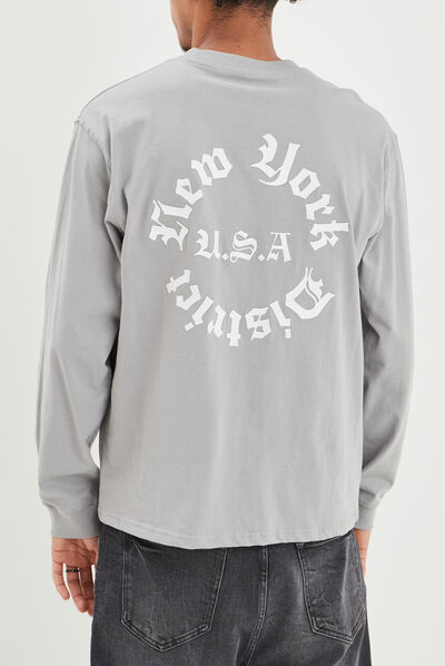 T-shirt manches longues gris clair homme