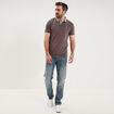 Polo slim manches courtes stretch gris fonc&eacute; homme