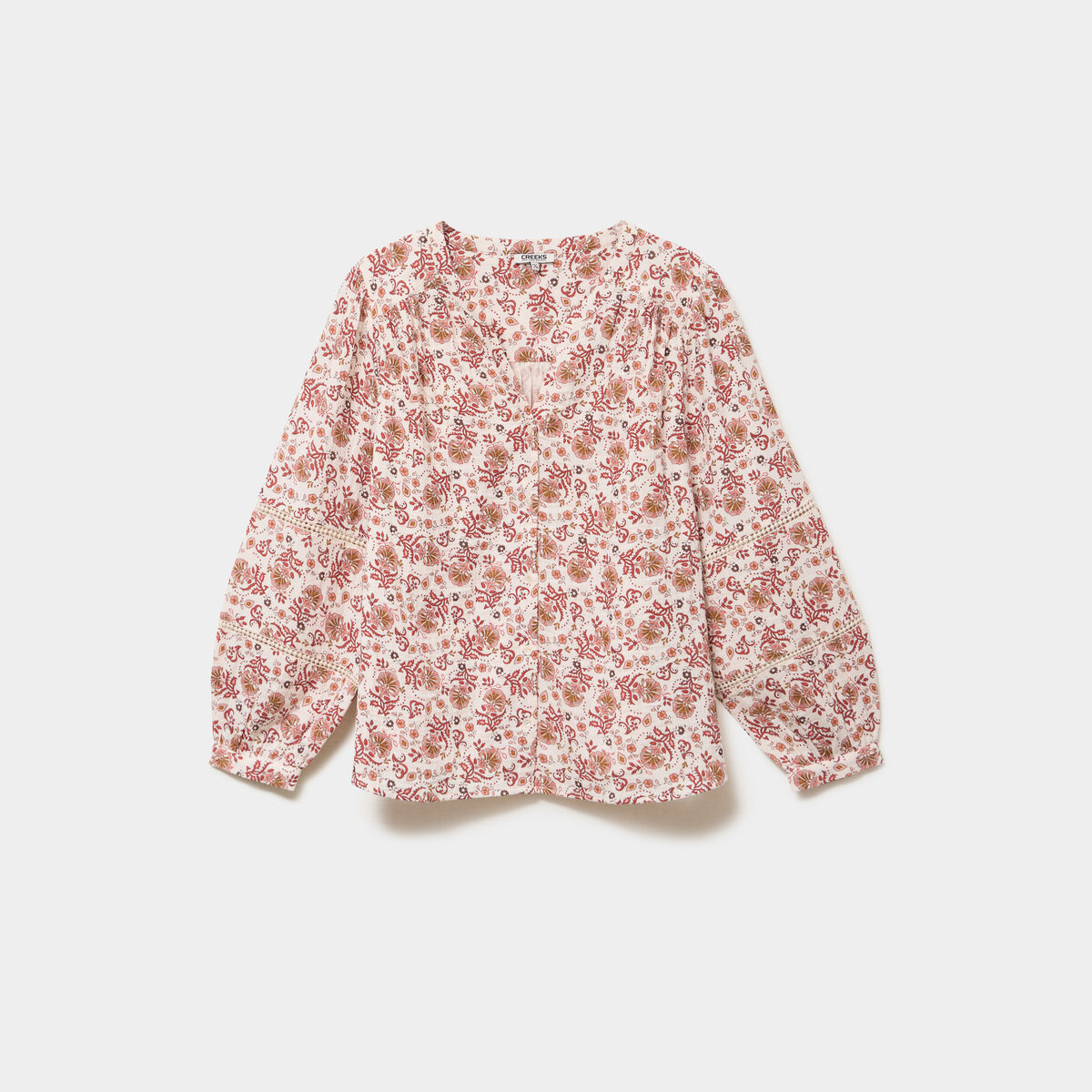 Blouse droite manches longues coton ecru femme grande taille