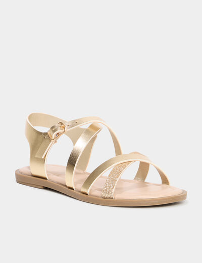Sandales à brides croisées jaune or fille