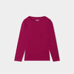 T-shirt coton manches longues à fronces violet foncé fille