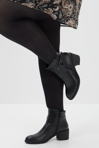 Bottines à talons carrés noir femme