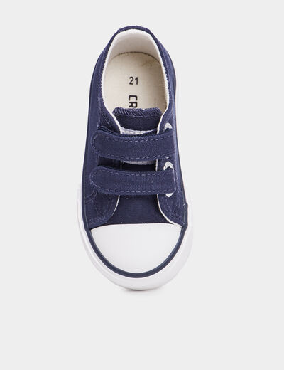 Tennis &agrave; scratchs en toile bout renforc&eacute; bleu marine b&eacute;b&eacute; gar&ccedil;on