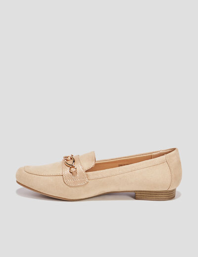 Mocassins plats suède jaune or femme