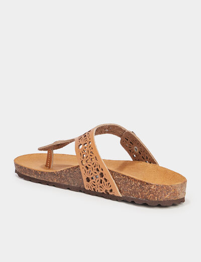Mules détails ajourés en cuir Creeks marron femme