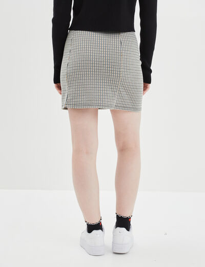 Jupe courte droite avec fente beige femme