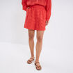 Short broderie anglaise élastiqué coton rouge femme