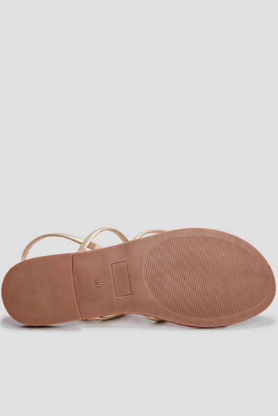 Sandales plates jaune or femme