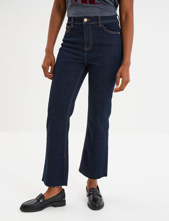 Jeans flare 7/8ème stretch denim brut femme