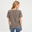 T-shirt coton col rond manches courtes beige fonce femme