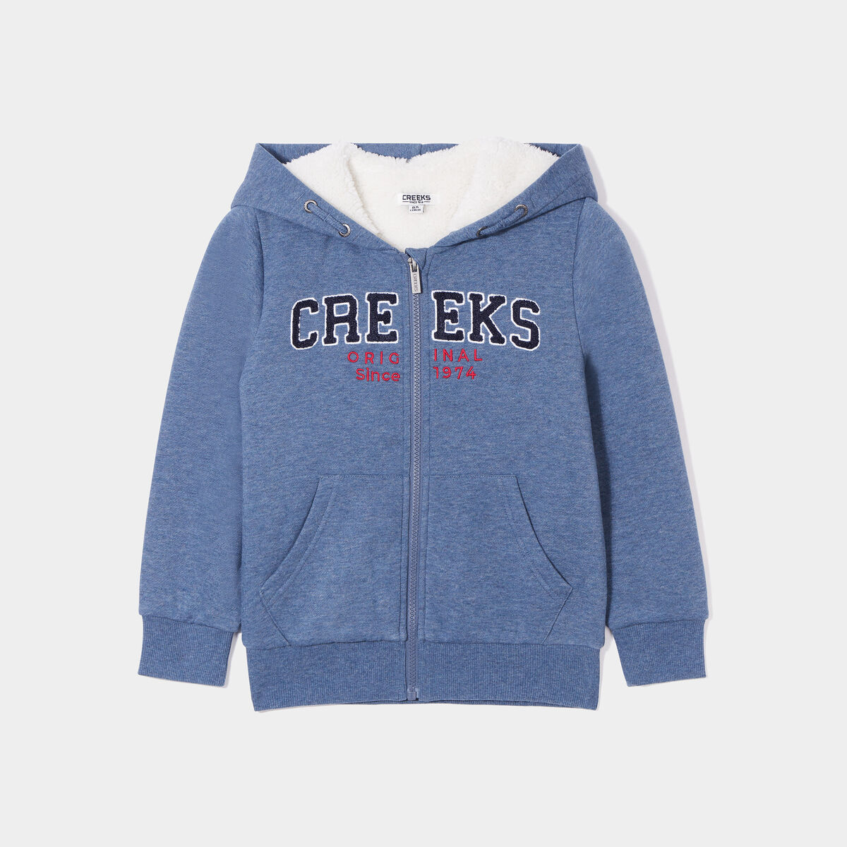 Sweat zipp&eacute; &agrave; capuche doubl&eacute; bleu gar&ccedil;on