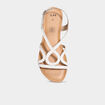 Sandales plates en cuir blanc femme