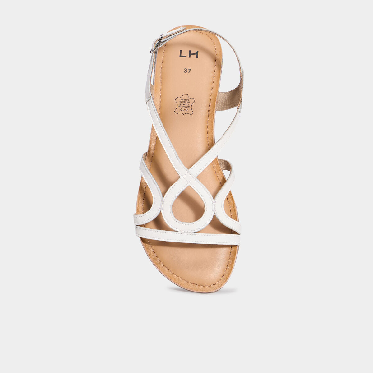 Sandales plates en cuir blanc femme