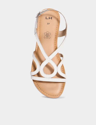 Sandales plates en cuir blanc femme